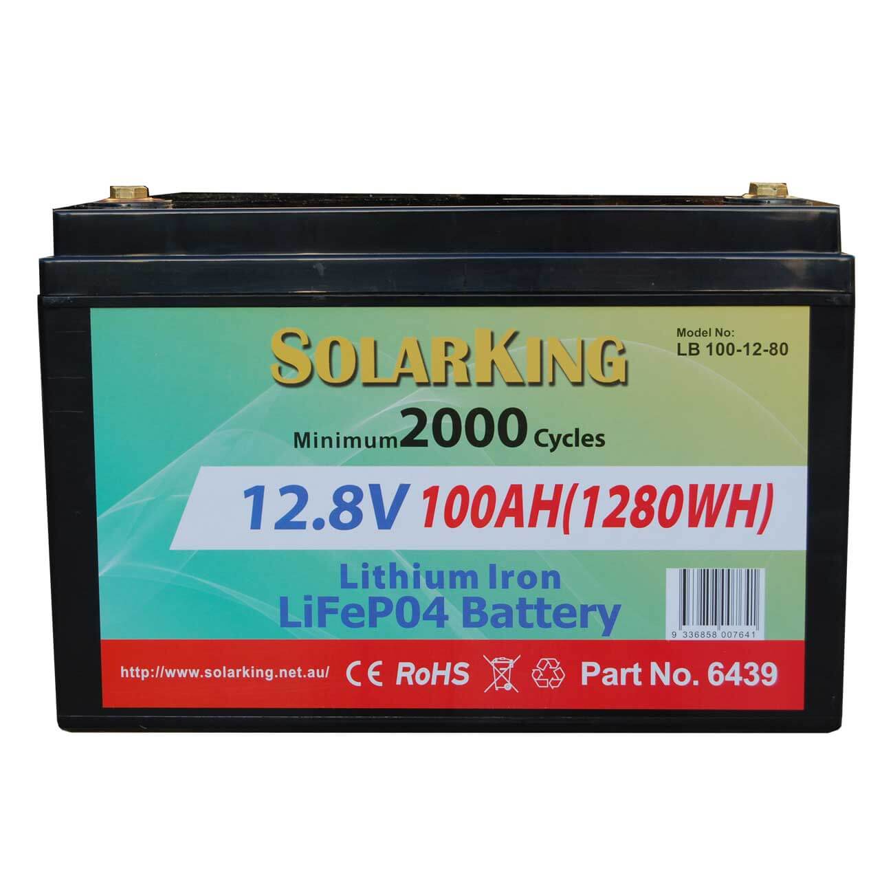 100AH Lithium LiFe PO4 SolarKing Battery - LB-100-12-80